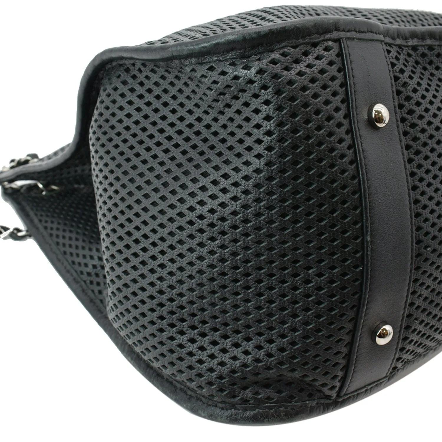 CHANEL Perforated Up In The Air Calfskin Tote Bag Black