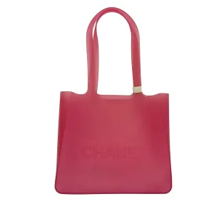 Chanel Pink Logo Jelly Rubber Tote