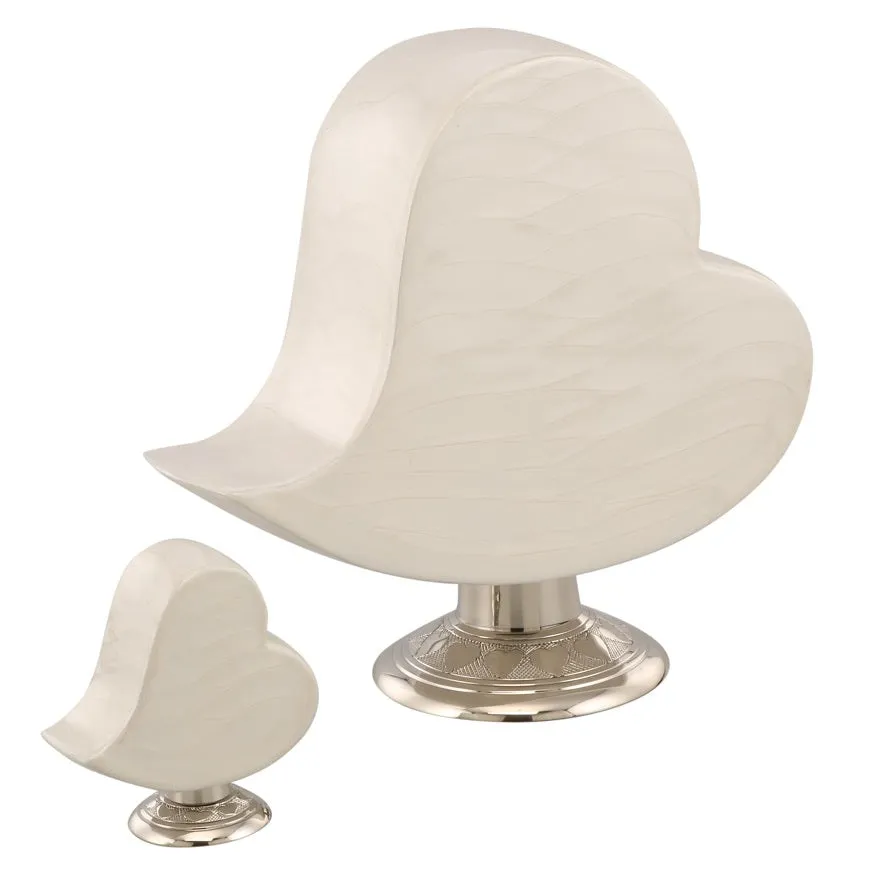 Cheerful Heart Cremation Urn - White - IUFH159