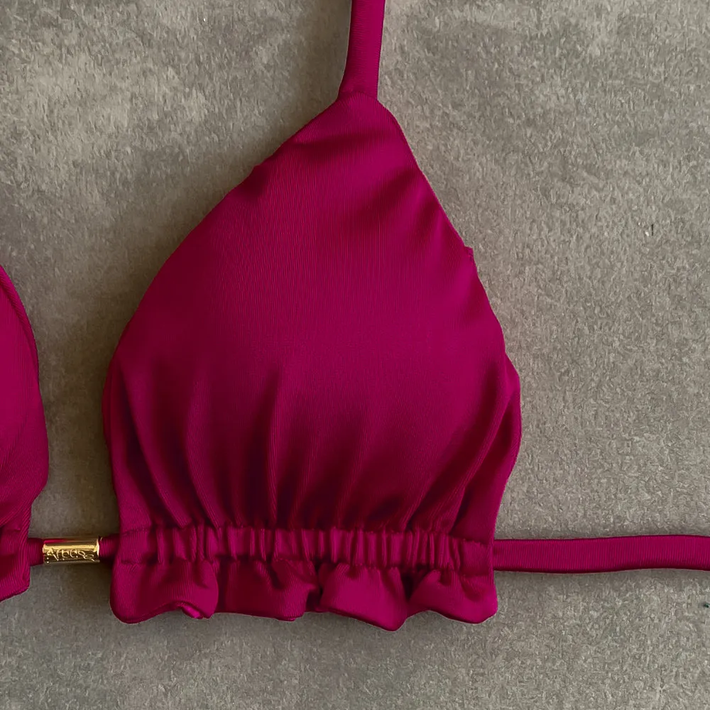 Cherry Triangle Frill Bikini Top