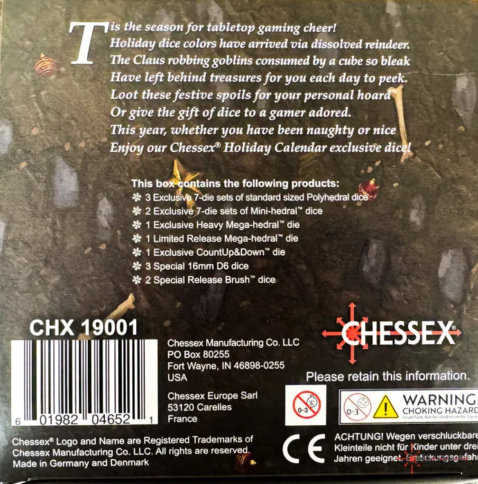 CHESSEX 2024 HOLIDAY CALENDAR (INDIVIDUAL)