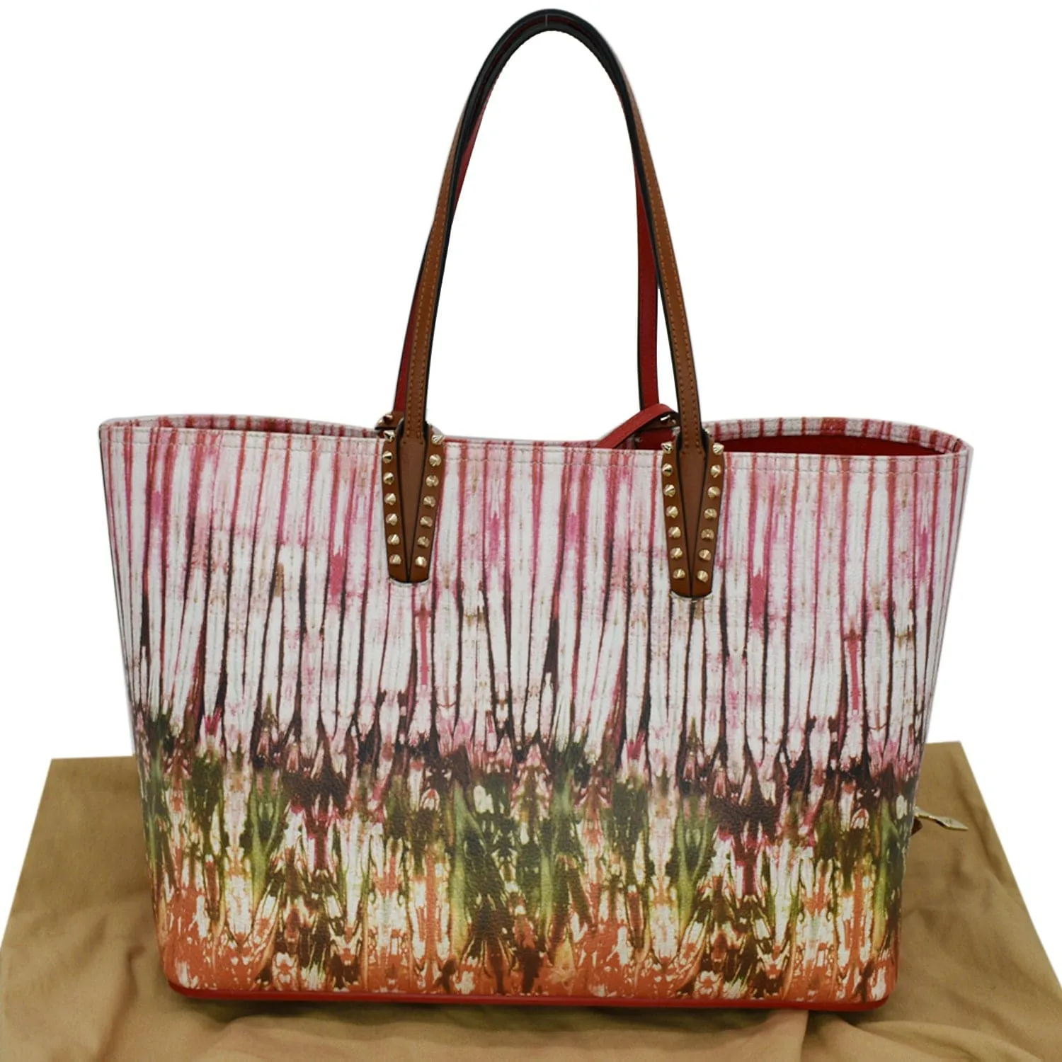 CHRISTIAN LOUBOUTIN Cabata East West Large Printed Leather Tote Bag Multicolor  - Hot Deals