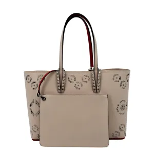 CHRISTIAN LOUBOUTIN Cabata Loubinthesky Calfskin Leather Tote Bag Beige