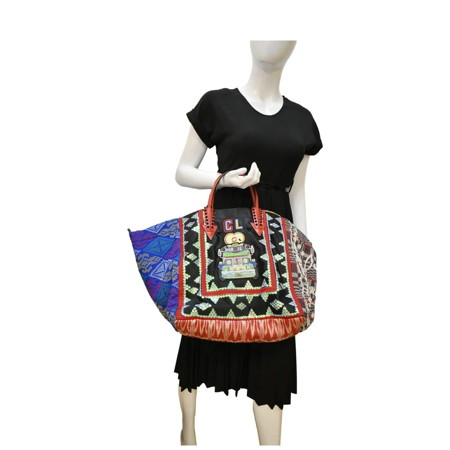 CHRISTIAN LOUBOUTIN Manila Caba Embroidered Jacquard Tote Bag MultIcolor