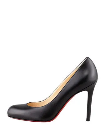 Christian Louboutin - Simple Round-Toe Kidskin Red Sole Pump, Black