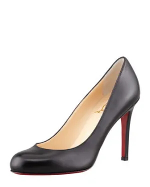 Christian Louboutin - Simple Round-Toe Kidskin Red Sole Pump, Black