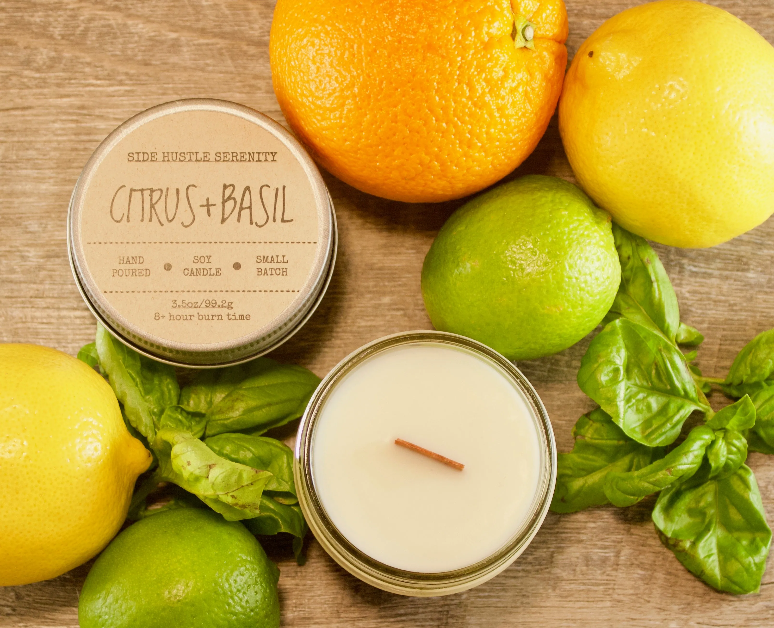Citrus   Basil Scented Soy Candle | 15.5oz