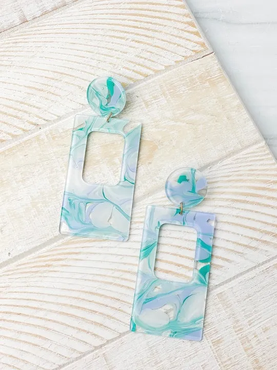 Clementine Groovy Statement Dangles - Aqua