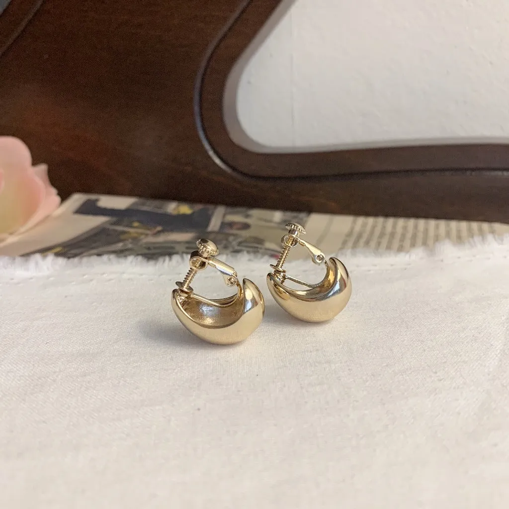 [Clip on]  Simple Bold Teardrop Stud earrings