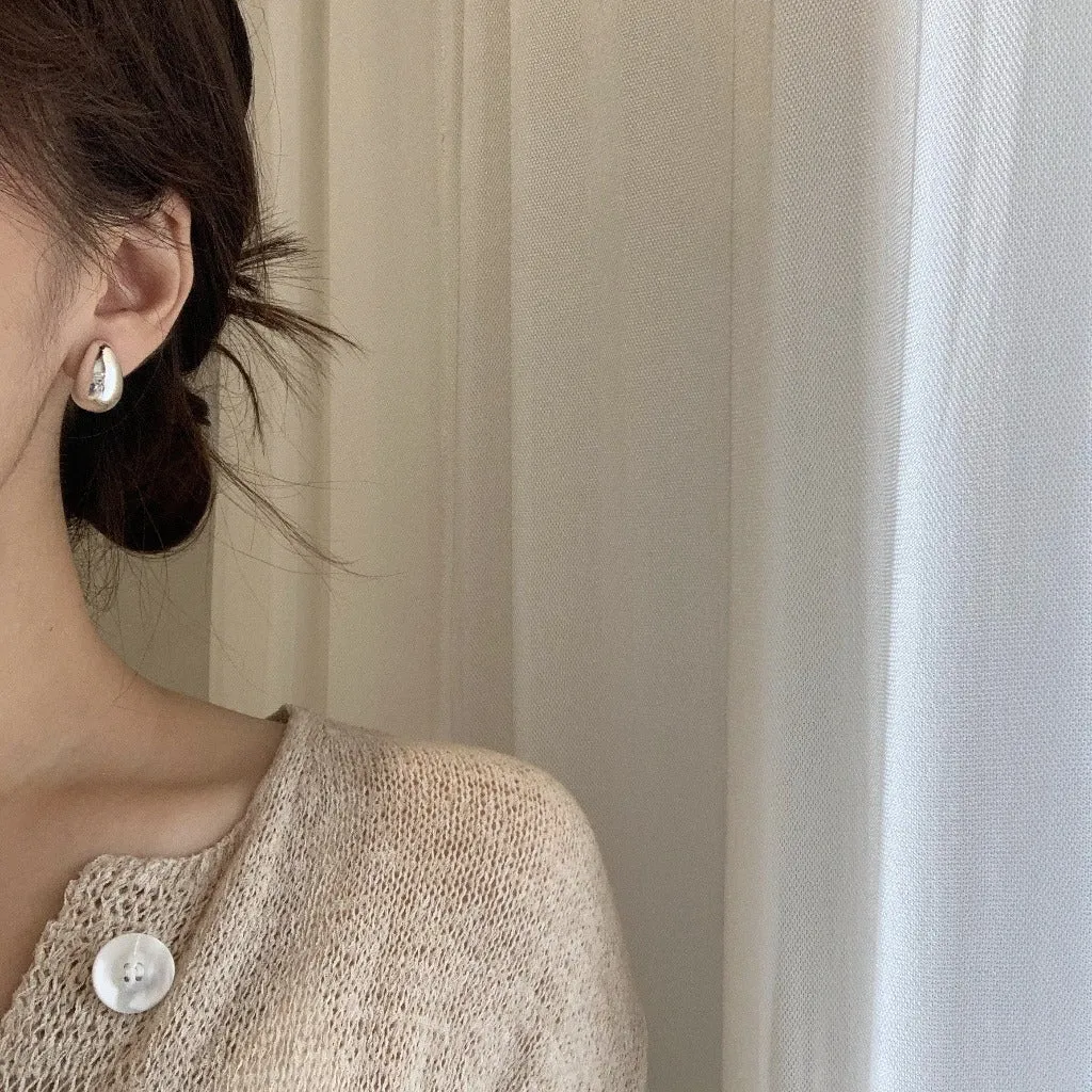 [Clip on]  Simple Bold Teardrop Stud earrings