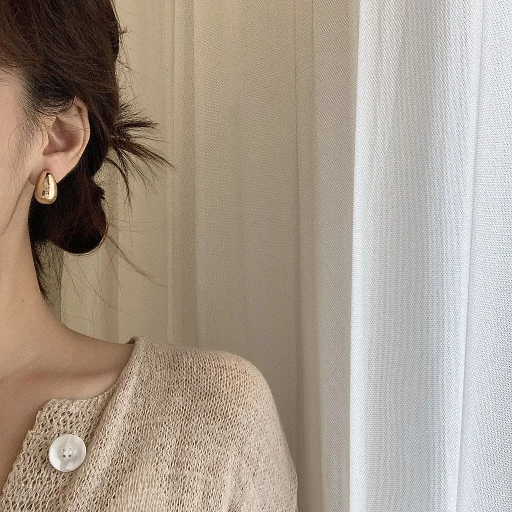 [Clip on]  Simple Bold Teardrop Stud earrings