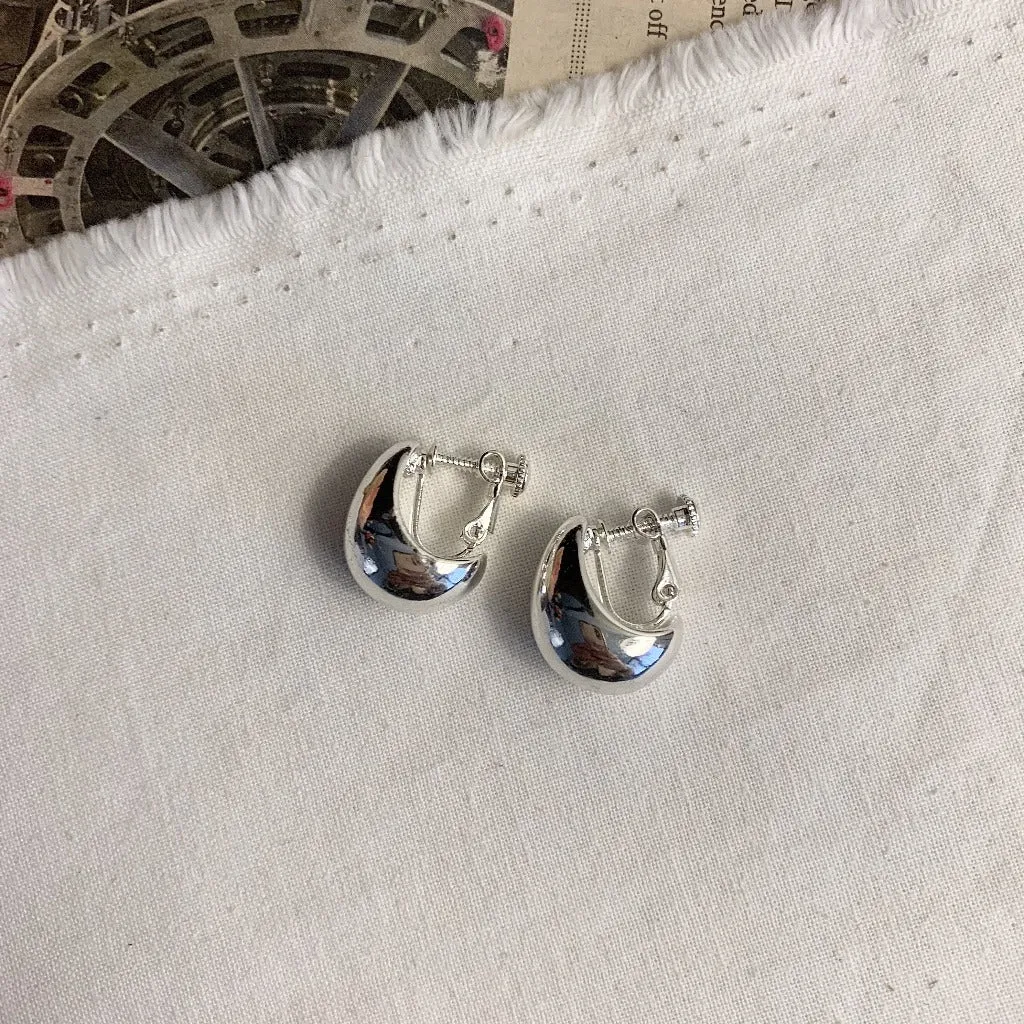 [Clip on]  Simple Bold Teardrop Stud earrings