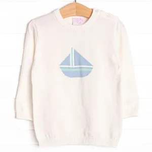 Coastal Comfort Boy Sweater, White