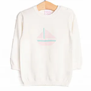 Coastal Comfort Girl Sweater, White