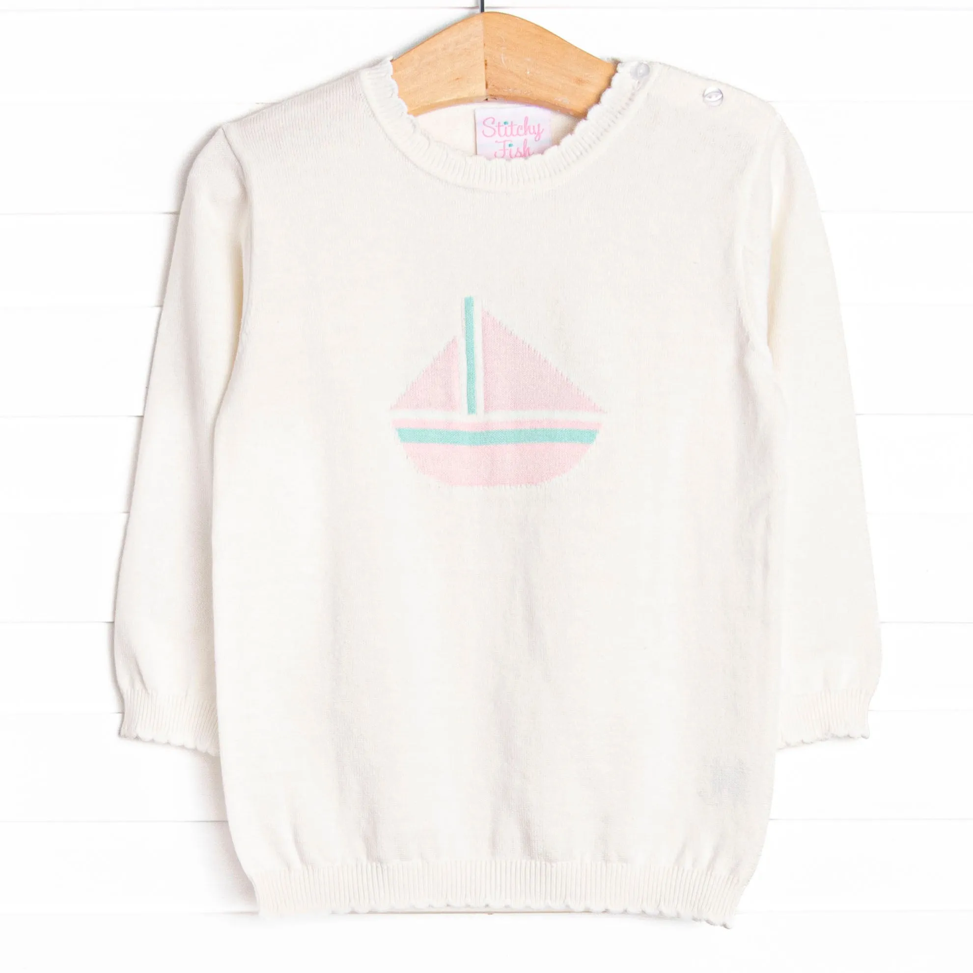 Coastal Comfort Girl Sweater, White