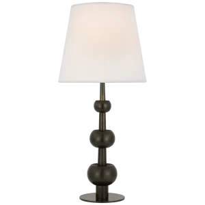 Comtesse Medium Triple Table Lamp in Bronze with Linen Shade