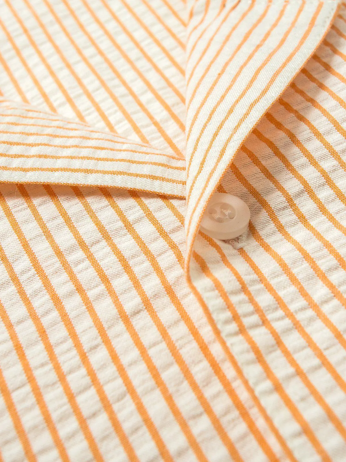 Contentment. Relaxed Seersucker Orange Shirt
