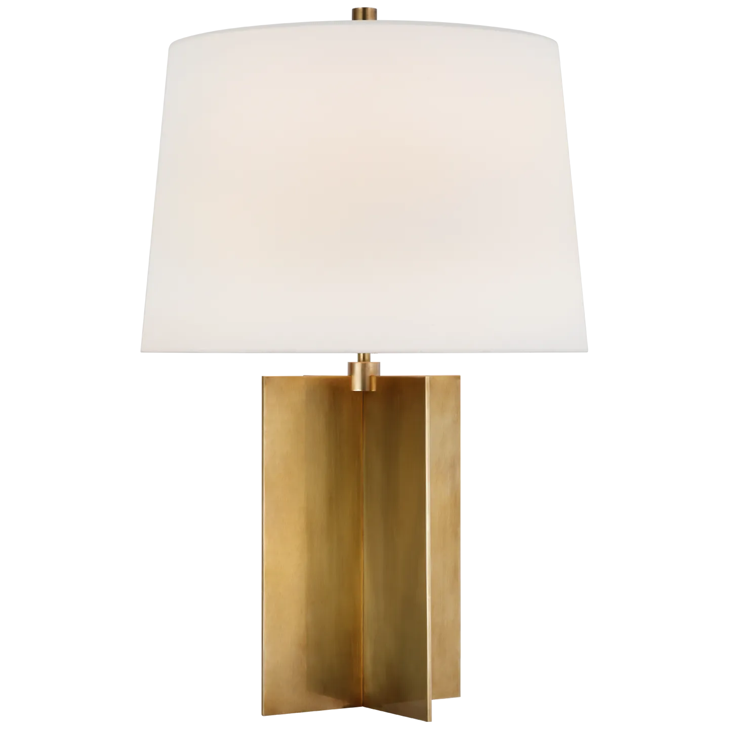 Costes Medium Table Lamp in Hand-Rubbed Antique Brass with Linen Shade