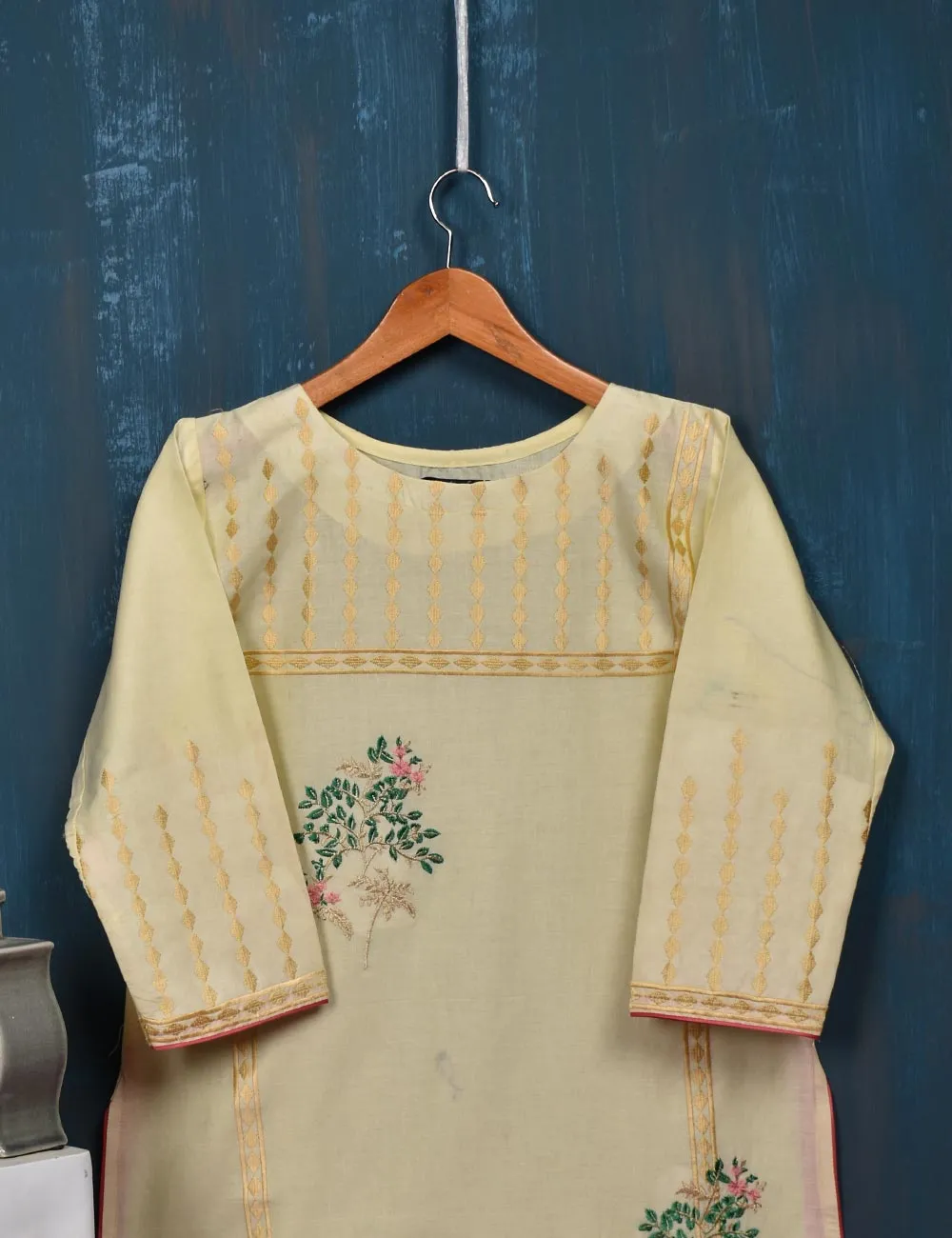 Cotton Embroidered Kurti - Springfield (T20-023-Cream)