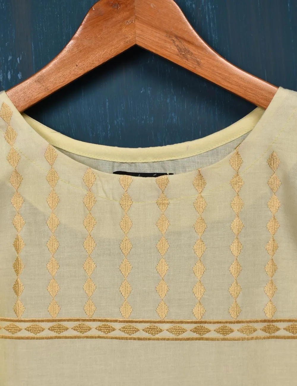 Cotton Embroidered Kurti - Springfield (T20-023-Cream)