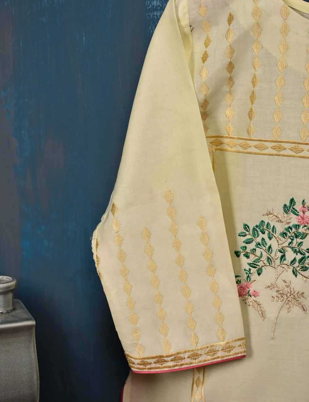 Cotton Embroidered Kurti - Springfield (T20-023-Cream)