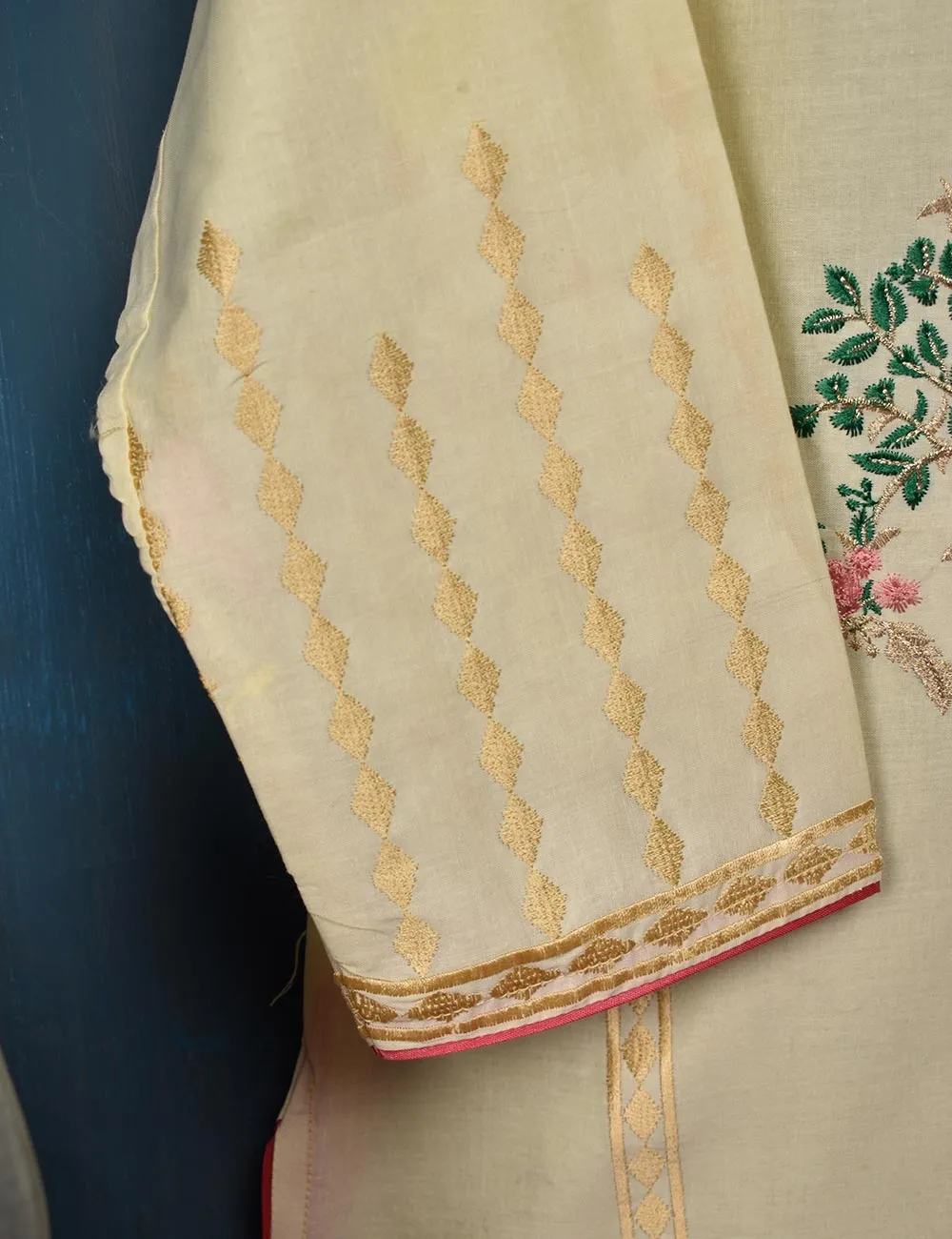 Cotton Embroidered Kurti - Springfield (T20-023-Cream)