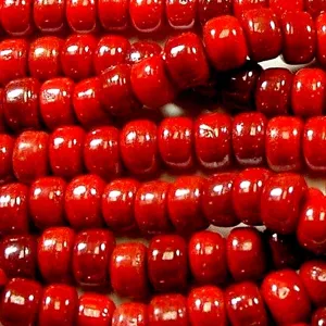CROW beads 25 glass ~8-9mm large 2.5mm /- hole | fit beadable pens | macrame | CRANBERRY RED
