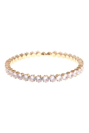 CUBIC ZIRCONIA 5MM ROUND STONE CUFF BRACELET