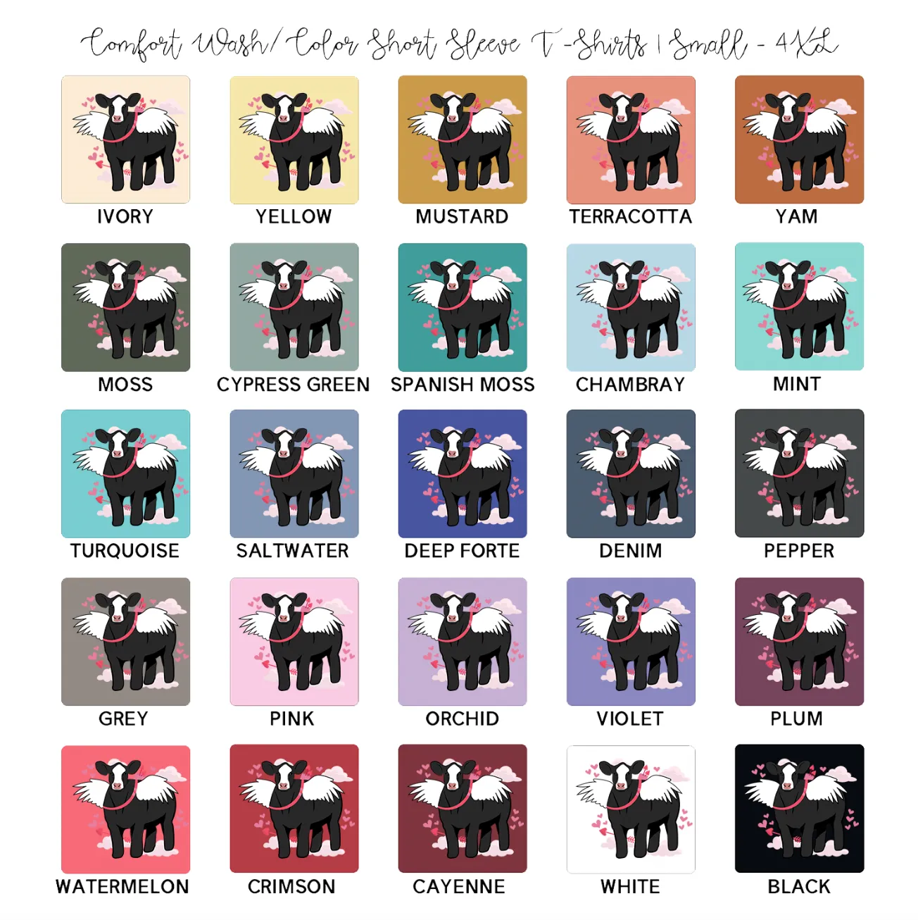 Cupid Cow ComfortWash/ComfortColor T-Shirt (S-4XL) - Multiple Colors!