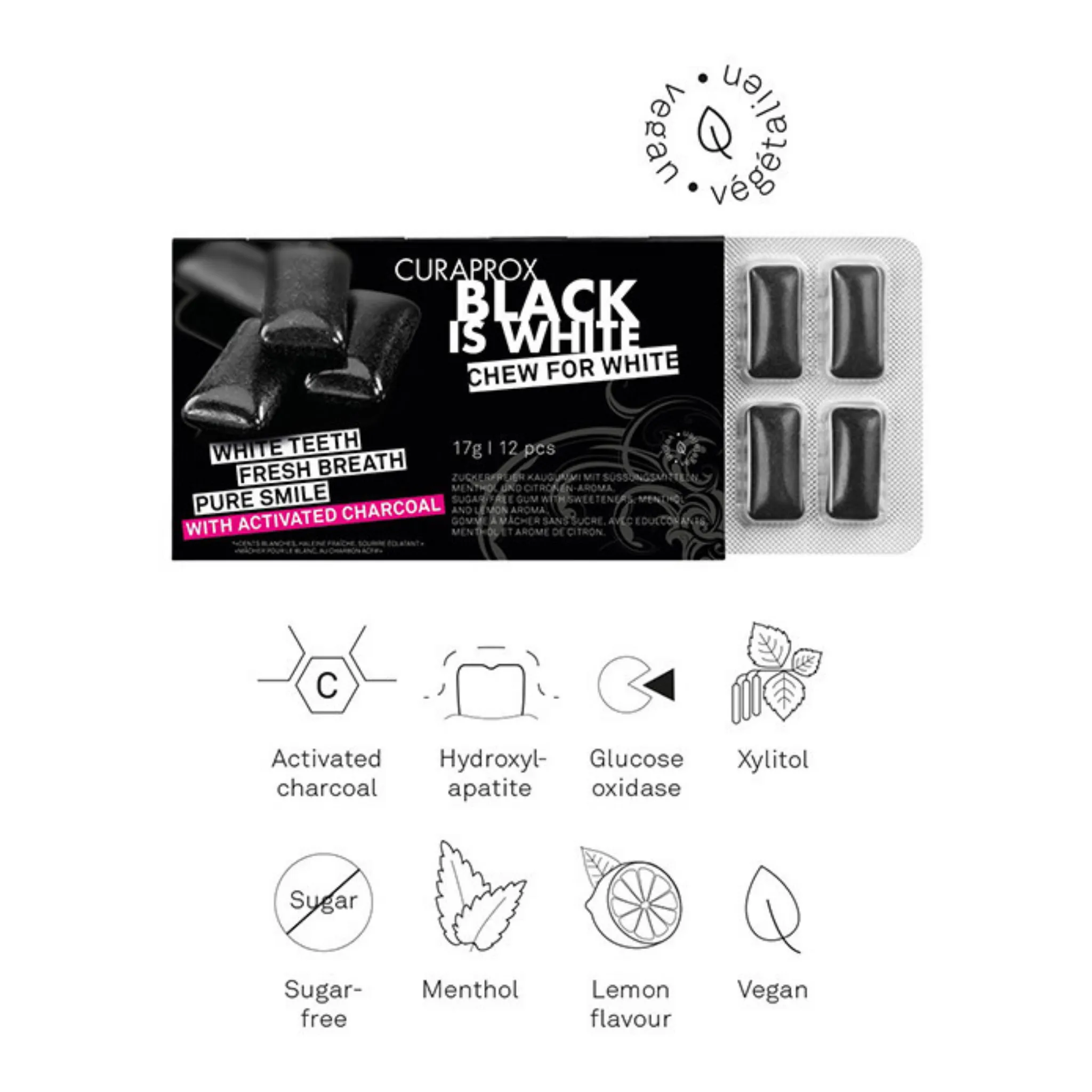 Curaprox Black is White Chewing Gum Single