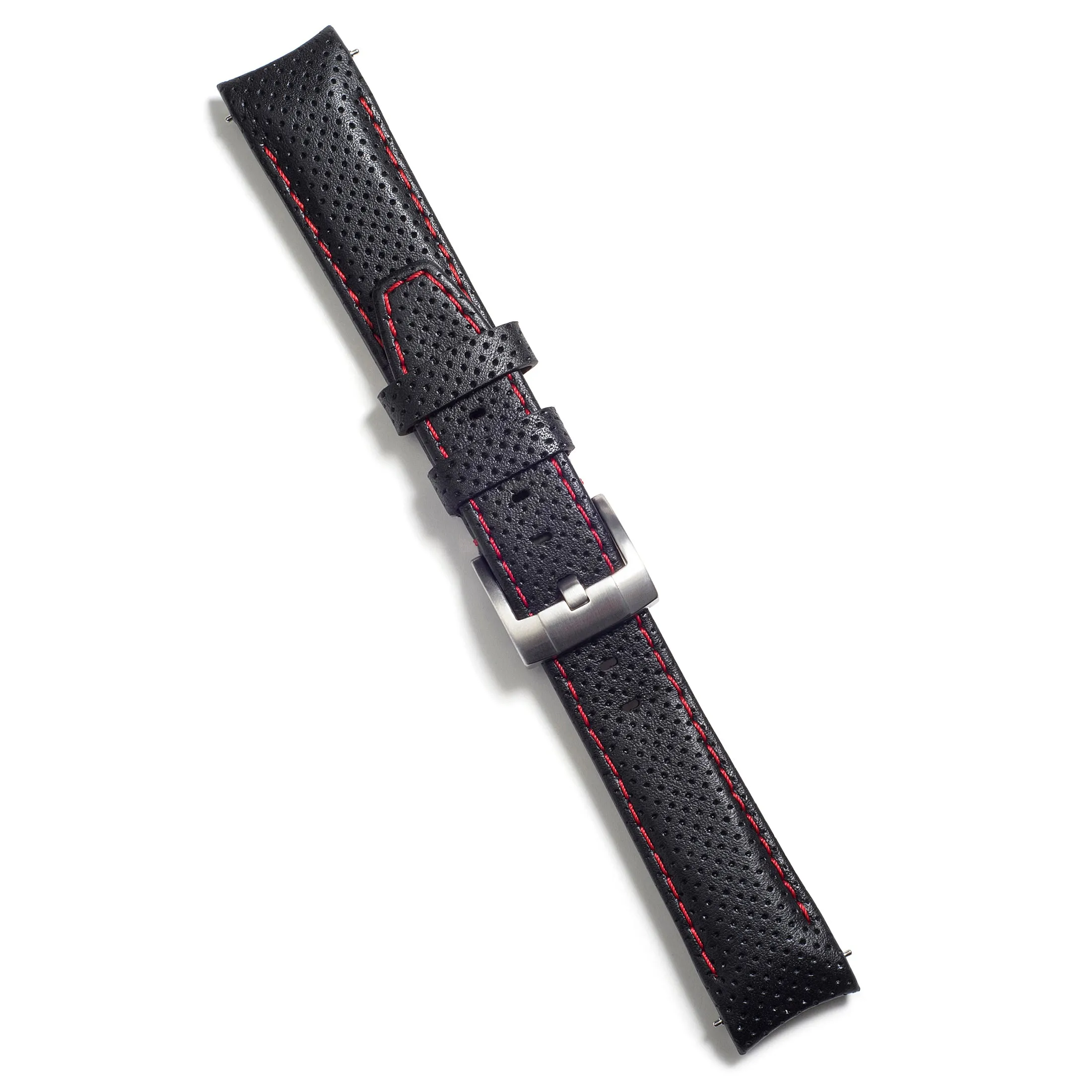 Curved End Racing Leather Strap for Rolex Explorer I with Tang Buckle
