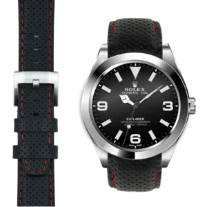 Curved End Racing Leather Strap for Rolex Explorer I with Tang Buckle