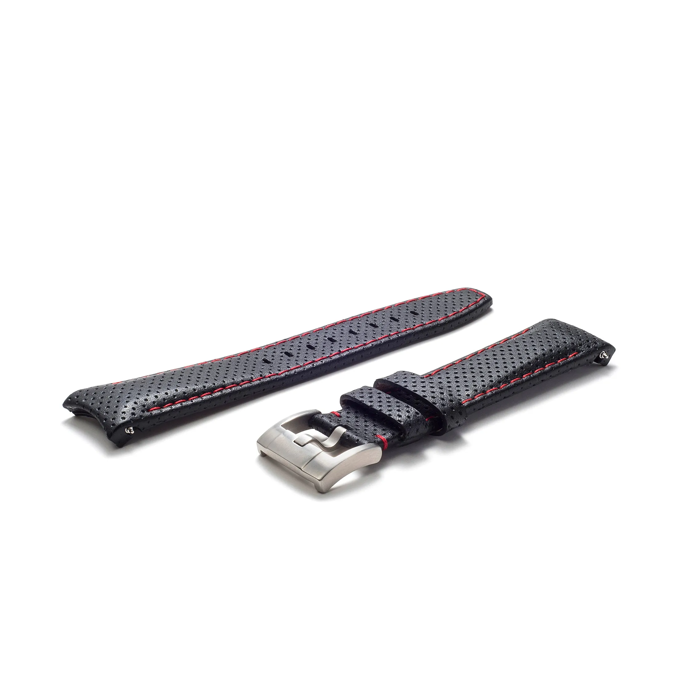 Curved End Racing Leather Strap for Rolex Explorer I with Tang Buckle