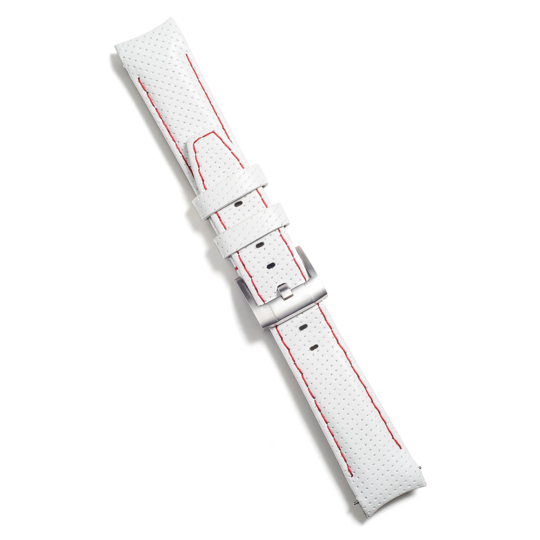 Curved End Racing Leather Strap for Rolex Explorer I with Tang Buckle
