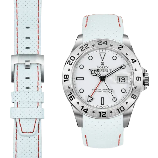 Curved End Racing Leather Strap for Rolex Explorer II with Tang Buckle