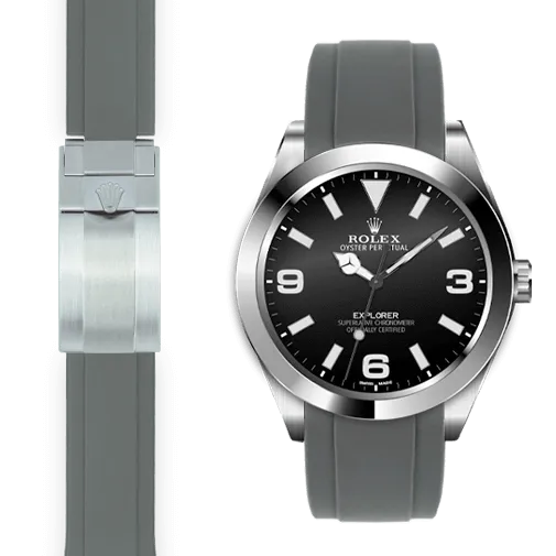 Curved End Rubber Strap for Rolex Explorer I Deployant