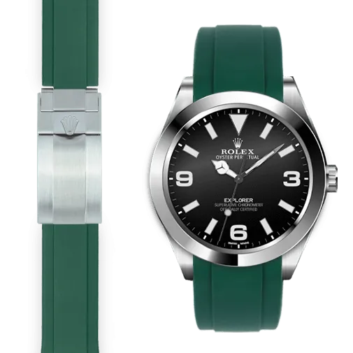 Curved End Rubber Strap for Rolex Explorer I Deployant