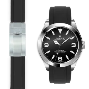 Curved End Rubber Strap for Rolex Explorer I Deployant