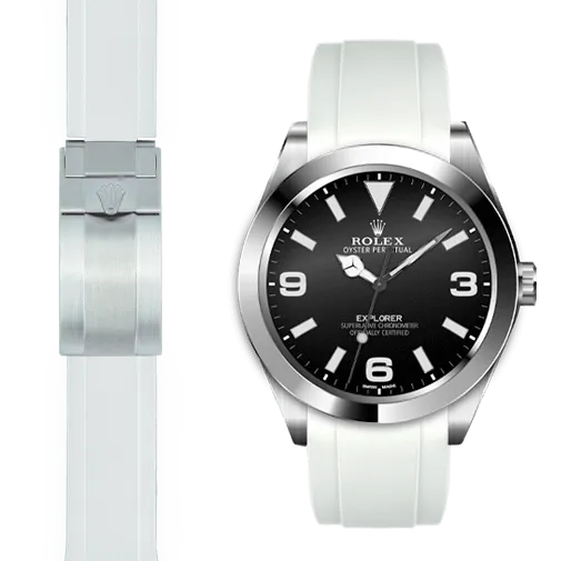Curved End Rubber Strap for Rolex Explorer I Deployant