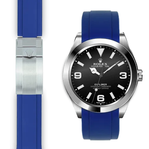 Curved End Rubber Strap for Rolex Explorer I Deployant