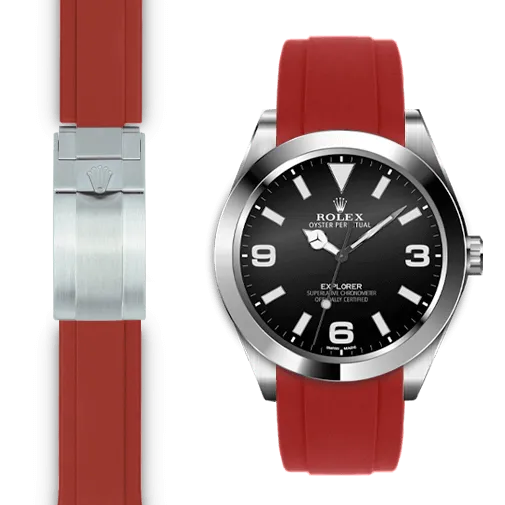 Curved End Rubber Strap for Rolex Explorer I Deployant