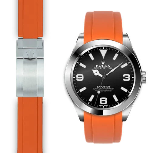 Curved End Rubber Strap for Rolex Explorer I Deployant