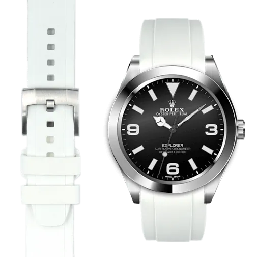 Curved End Rubber Strap for Rolex Explorer I with Tang Buckle