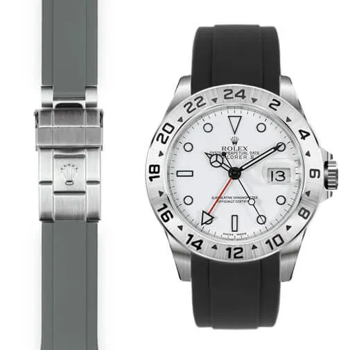 Curved End Rubber Strap for Rolex Explorer II Deployant