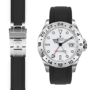 Curved End Rubber Strap for Rolex Explorer II Deployant