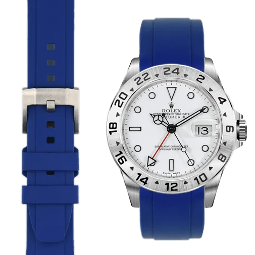Curved End Rubber Strap for Rolex Explorer II with Tang Buckle
