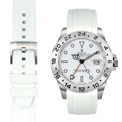 Curved End Rubber Strap for Rolex Explorer II with Tang Buckle