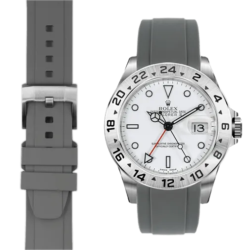 Curved End Rubber Strap for Rolex Explorer II with Tang Buckle