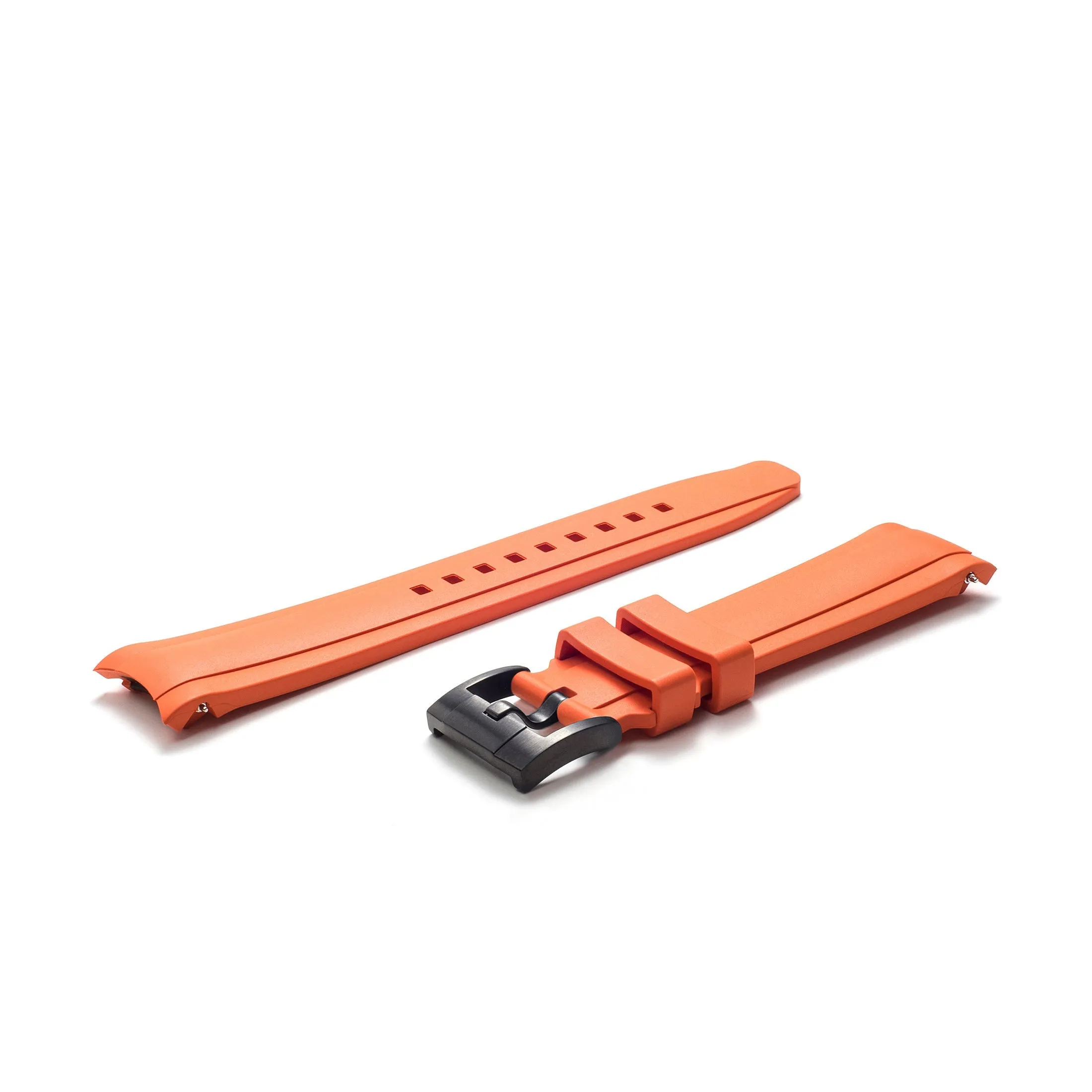 Curved End Rubber Strap for Rolex Explorer II with Tang Buckle