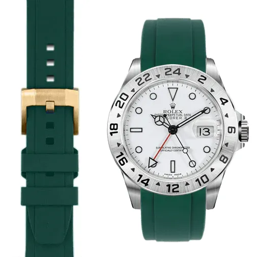 Curved End Rubber Strap for Rolex Explorer II with Tang Buckle